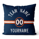 Custom Football Throw Pillow for Men Women Boy Gift Printed Your Personalized Name Number Navy & Orange