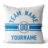 Custom Football Throw Pillow for Men Women Boy Gift Printed Your Personalized Name Number Light Blue & Gray & White