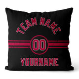 Custom Football Throw Pillow for Men Women Boy Gift Printed Your Personalized Name Number Red & Black & White