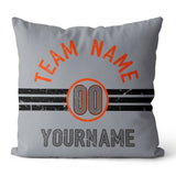 Custom Football Throw Pillow for Men Women Boy Gift Printed Your Personalized Name Number Black & Orange & White