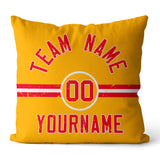 Custom Football Throw Pillow for Men Women Boy Gift Printed Your Personalized Name Number Red & White & Gold