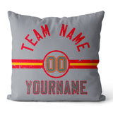 Custom Football Throw Pillow for Men Women Boy Gift Printed Your Personalized Name Number Red & White & Gold