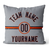 Custom Football Throw Pillow for Men Women Boy Gift Printed Your Personalized Name Number Navy & Orange & White