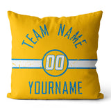 Custom Football Throw Pillow for Men Women Boy Gift Printed Your Personalized Name Number Light Blue & White & Yellow