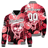 Custom Blurred bones&Red Varsity Jacket for Men Women and Youth with Personalized Letterman Jacket