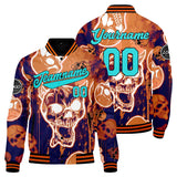 Custom Blurred Skeleton & Orange Varsity Jacket for Men Women and Youth with Personalized Letterman Jacket