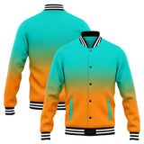 Custom Gradient Varsity Jacket Letterman jacket for Men, Women and Youth Teal Orange