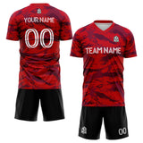 custom soccer set jersey kids adults personalized soccer red