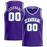 Custom Stitched Basketball Jersey for Men, Women And Kids Purple-White