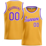 Custom Stitched Basketball Jersey for Men, Women And Kids Yellow-Purple-White