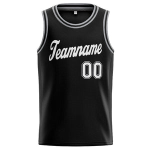 Custom Stitched Basketball Jersey for Men, Women And Kids Black-White-Gray