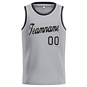 Custom Stitched Basketball Jersey for Men, Women And Kids Gray-Black-White