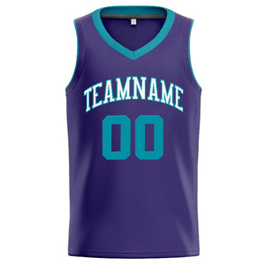 Custom Stitched Basketball Jersey for Men, Women And Kids Purple-Teal-White