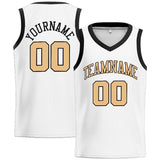 Custom Stitched Basketball Jersey for Men, Women And Kids White-Black-Gold