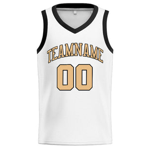 Custom Stitched Basketball Jersey for Men, Women And Kids White-Black-Gold