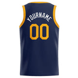 Custom Stitched Basketball Jersey for Men, Women And Kids Navy-White-Yellow