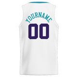 Custom Stitched Basketball Jersey for Men, Women And Kids White-Teal-Purple