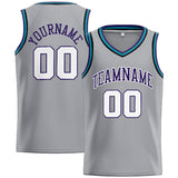 Custom Stitched Basketball Jersey for Men, Women And Kids Gray-Purple-White