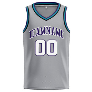 Custom Stitched Basketball Jersey for Men, Women And Kids Gray-Purple-White