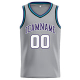 Custom Stitched Basketball Jersey for Men, Women And Kids Gray-Purple-White