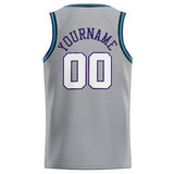 Custom Stitched Basketball Jersey for Men, Women And Kids Gray-Purple-White