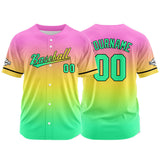 Custom Full Print Design Baseball Jersey green-yellow-pink