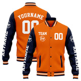 Custom Varsity Jacket Letterman jacket for Men, Women and Youth Navy Orange