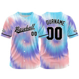 Custom Full Print Design Baseball Jersey blue-pink-purple