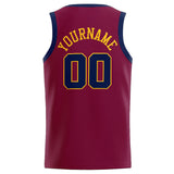 Custom Stitched Basketball Jersey for Men, Women And Kids Crimson-Yellow-Navy