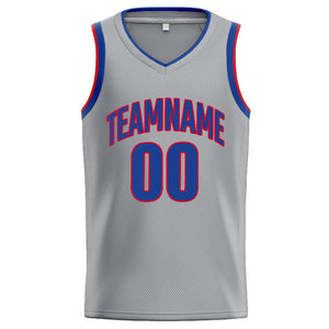 Custom Stitched Basketball Jersey for Men, Women And Kids Gray-Royal-Red