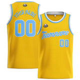 Custom Stitched Basketball Jersey for Men, Women  And Kids Yellow-Light Blue