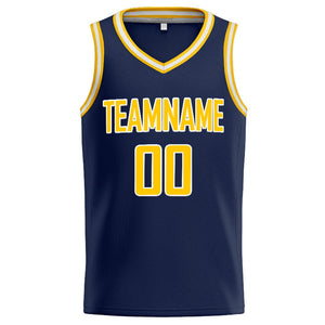 Custom Stitched Basketball Jersey for Men, Women And Kids Navy-Yellow-White