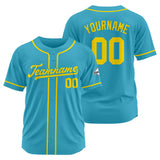 Custom Baseball Jersey Stitched Design Personalized Hip Hop Baseball Shirts Light Blue-Yellow