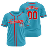 Custom Baseball Jersey Stitched Design Personalized Hip Hop Baseball Shirts Light Blue-Red