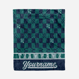 Custom Ultra-Soft Micro Fleece Blanket Green-Navy