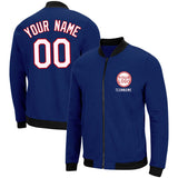 Custom Long Sleeve Windbreaker Jackets Uniform Printed Your Logo Name Number Royal-White-Red