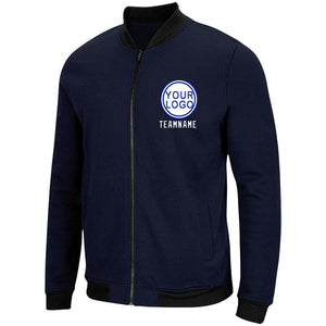 Custom Long Sleeve Windbreaker Jackets Uniform Printed Your Logo Name Number Navy-White-Royal