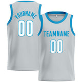 Custom Stitched Basketball Jersey for Men, Women And Kids Gray-Lightblue