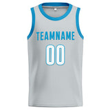 Custom Stitched Basketball Jersey for Men, Women And Kids Gray-Lightblue