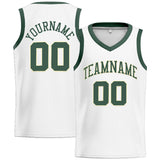 Custom Stitched Basketball Jersey for Men, Women And Kids White-Green-Cream