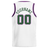 Custom Stitched Basketball Jersey for Men, Women And Kids White-Green-Purple