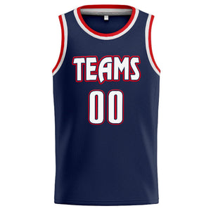 Custom Stitched Basketball Jersey for Men, Women And Kids Navy-White-Red