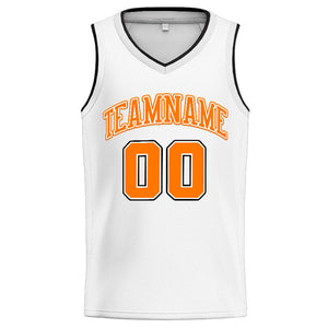 Custom Stitched Basketball Jersey for Men, Women And Kids White-Orange-Black