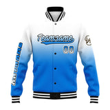 Custom Gradient Varsity Jacket Letterman jacket for Men, Women and Youth White Blue