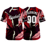 Custom Full Print Design Baseball Jersey red-black