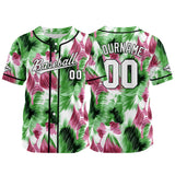 Custom Full Print Design Baseball Jersey green-Pink