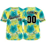 Custom Full Print Design  Baseball Jersey green-yellow