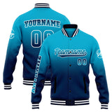 Custom Gradient Varsity Jacket Letterman jacket for Men, Women and Youth Aqua Dark Blue