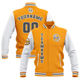 Custom Yellow White Grey Waterproof Varsity Jackets Personalized Stitched Name Number Logo to Letterman Jackets