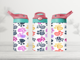 12oz-kids-flip-top-drink-bottle-insulated-water-bottle-drink-bottle-Paws-TR-collective-red-green-lid-front